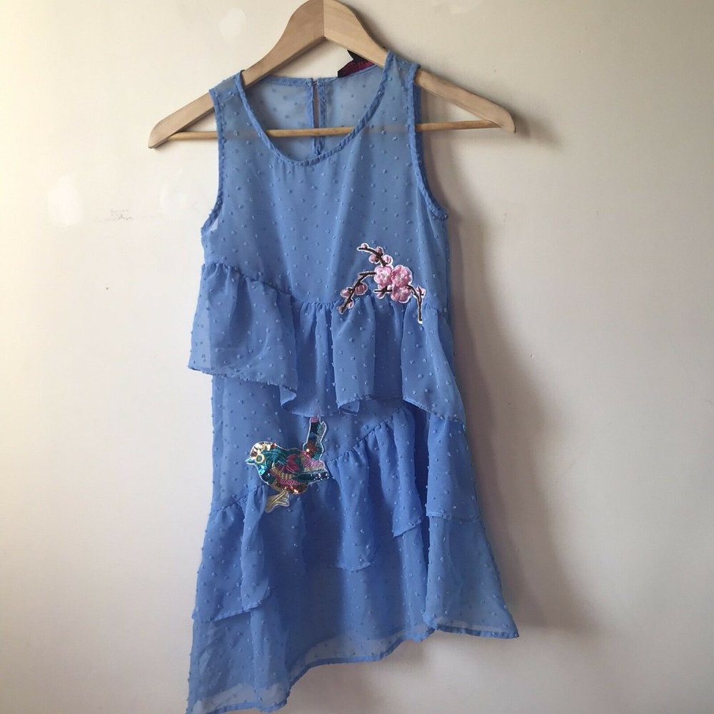 Girls Blue Sleeveless Sundress Beach Coverup size8